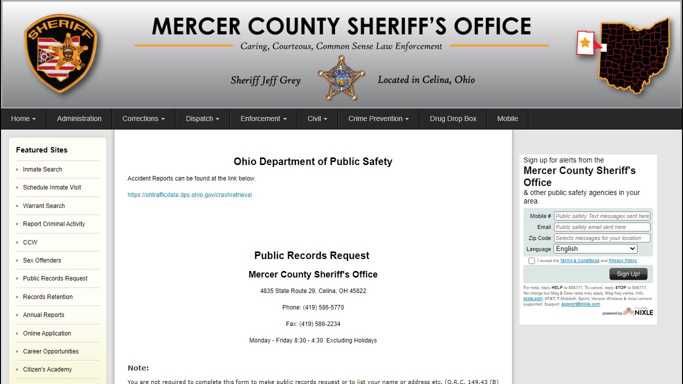 Public Records Request - Mercer County Sheriff's Office